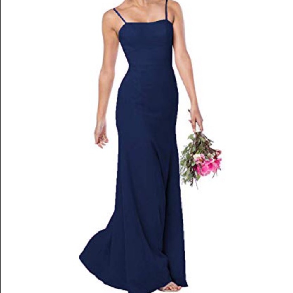 Forever Yours Int. Navy Blue Dress Size 8 w/ Shaw